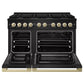 ZLINE Marino Autograph Edition 48-Inch 6.7 cu. ft. Gas Range, 8 Brass Burners, Double Oven, Convection Oven, Reversible Griddle, Black Stainless Steel with Champagne Bronze Accents, MGRBZ-48-CB