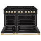 ZLINE Marino Autograph Edition 48-Inch 6.7 cu. ft. Gas Range, 8 Brass Burners, Double Oven, Convection Oven, Reversible Griddle, Black Stainless Steel with Polished Gold Accents, MGRBZ-48-G