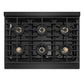 ZLINE Marino 36-Inch 5.2 cu. ft. Gas Range, 6 Brass Burner DuoPro™ Cooktop, Convection Oven, Black Stainless Steel, PMGRB-36