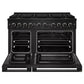 ZLINE Marino 48-Inch 6.7 cu. ft. Gas Range, 8 Brass Burner DuoPro™ Cooktop, Double Oven, Convection Oven, Reversible Griddle, Black Stainless Steel, PMGRB-48