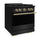 ZLINE Autograph 30 in. 4.2 cu. ft. Marino Gas Range with 4 Burner DuoPro™ Cooktop and Gas Oven in Black Stainless Steel and Champagne Bronze Accents, PMGRBZ-30-CB - Side View