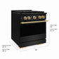 ZLINE Marino Autograph Edition 30-Inch 4.2 cu. ft. Gas Range, 4 Brass Burner DuoPro™ Cooktop, Convection Oven, Black Stainless Steel with Polished Gold Accents, PMGRBZ-30-G