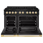 ZLINE Marino Autograph Edition 48-Inch 6.7 cu. ft. Gas Range, 8 Brass Burner DuoPro™ Cooktop, Double Oven, Convection Oven, Reversible Griddle, Black Stainless Steel with Polished Gold Accents, PMGRBZ-48-G