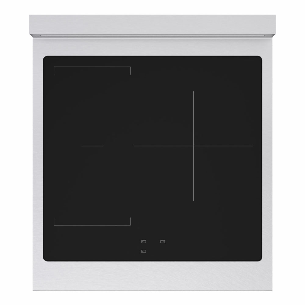 ZLINE Autograph 24 in. 3.2 cu. ft. Marino Induction Range with 3 Element Cooktop and Electric Convection Oven in Satin Stainless Steel with White Matte Door and Polished Gold Accents, MINRSZ-WM-24-G - Top-Down View