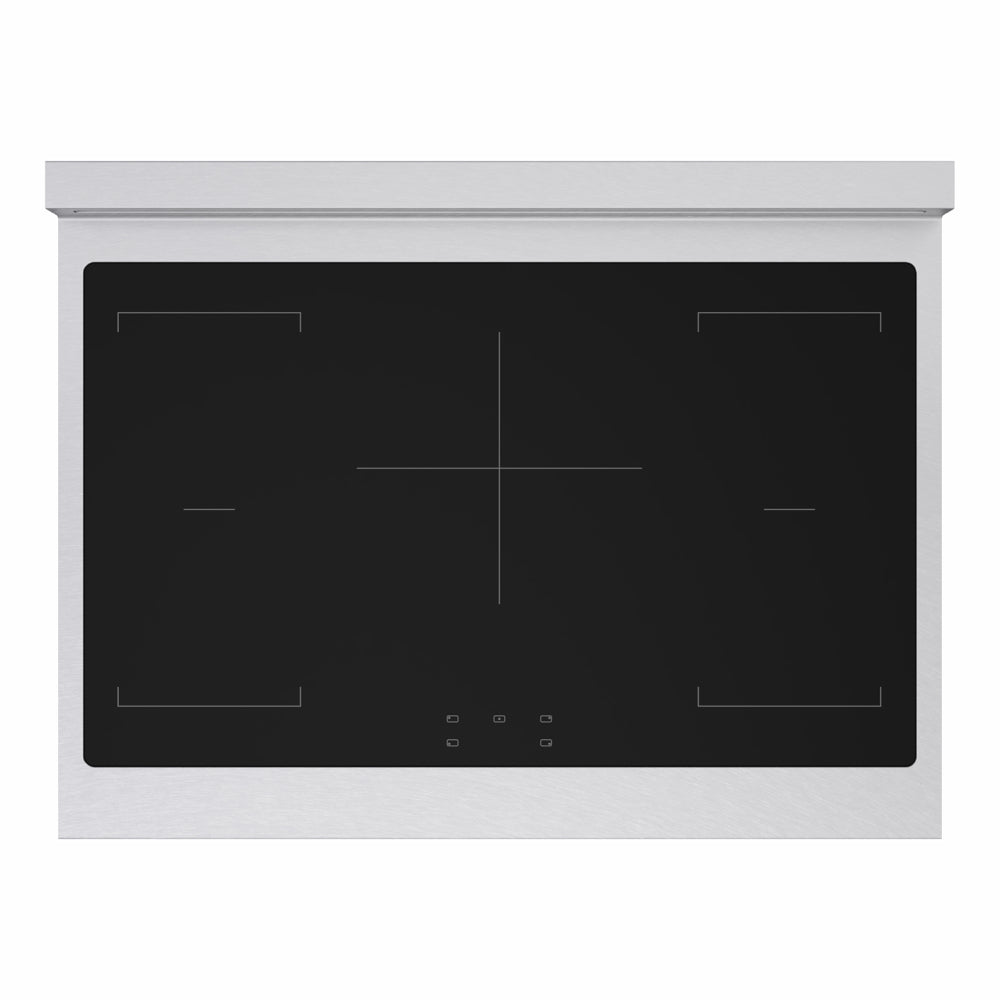 ZLINE Autograph 36 in. 5.2 cu. ft. Marino Induction Range with 5 Element Cooktop and Electric Convection Oven in Satin Stainless Steel with White Matte Door and Champagne Bronze Accents, MINRSZ-WM-36-CB - Top-Down View
