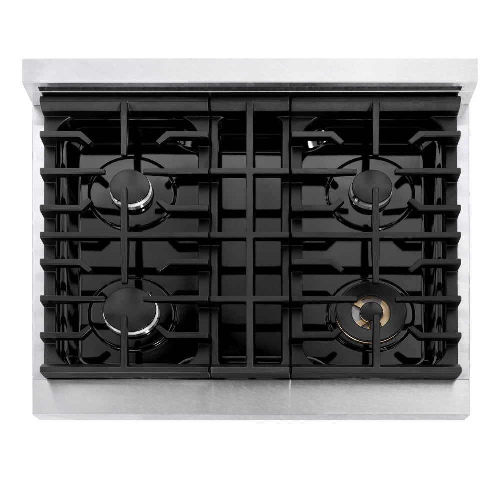 ZLINE Marino 30-Inch 4.2 cu. ft. Dual Fuel Range, 4 Burners, Convection Oven, Satin Stainless Steel, MDRS-30