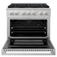 ZLINE Marino 36-Inch 5.2 cu. ft. Dual Fuel Range, 6 Burners, Convection Oven, Satin Stainless Steel, MDRS-36