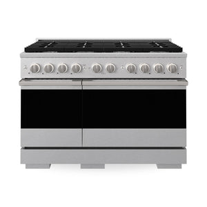 ZLINE Marino 48-Inch 6.7 cu. ft. Dual Fuel Range, 8 Burners, Double Oven, Convection Oven, Reversible Griddle, Satin Stainless Steel, MDRS-48