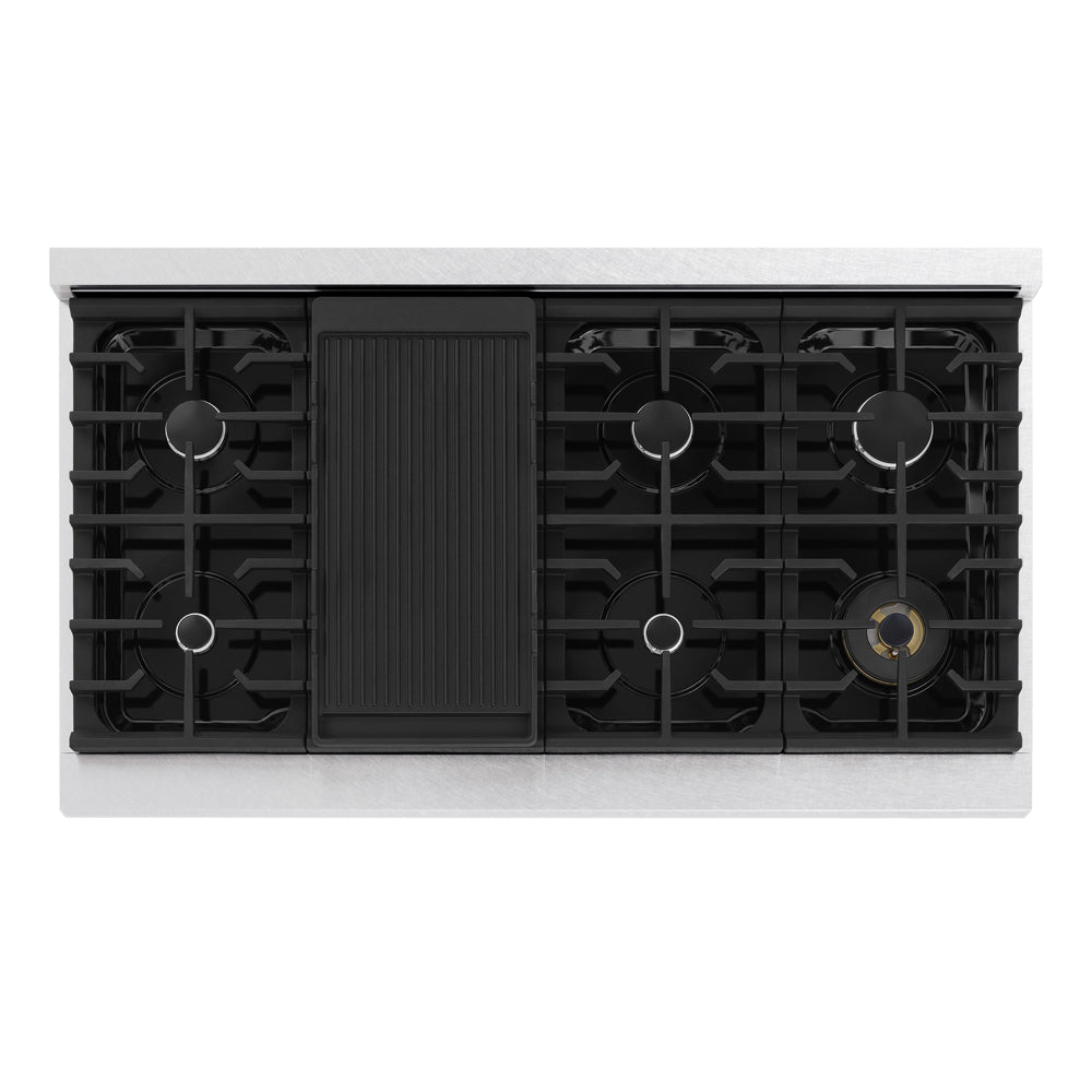ZLINE Marino 48-Inch 6.7 cu. ft. Dual Fuel Range, 8 Burners, Double Oven, Convection Oven, Reversible Griddle, Satin Stainless Steel, MDRS-48