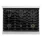 ZLINE Marino 36-Inch 5.2 cu. ft. Dual Fuel Range, 6 Brass Burners, Convection Oven, Satin Stainless Steel, MDRS-BR-36