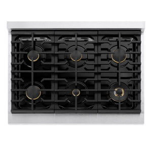 ZLINE Marino 36-Inch 5.2 cu. ft. Dual Fuel Range, 6 Brass Burners, Convection Oven, Satin Stainless Steel, MDRS-BR-36