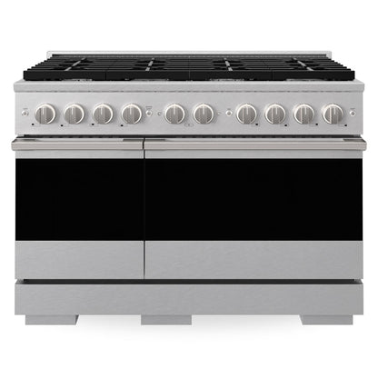 ZLINE Marino 48-Inch 6.7 cu. ft. Dual Fuel Range, 8 Brass Burners, Double Oven, Convection Oven, Reversible Griddle, Satin Stainless Steel, MDRS-BR-48