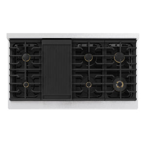ZLINE Marino 48-Inch 6.7 cu. ft. Dual Fuel Range, 8 Brass Burners, Double Oven, Convection Oven, Reversible Griddle, Satin Stainless Steel, MDRS-BR-48