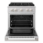 ZLINE Marino 30-Inch 4.2 cu. ft. Dual Fuel Range, 4 Brass Burner DuoPro™ Cooktop, Convection Oven, Satin Stainless Steel, PMDRS-30