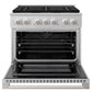 ZLINE Marino 36-Inch 5.2 cu. ft. Dual Fuel Range, 6 Brass Burner DuoPro™ Cooktop, Convection Oven, Satin Stainless Steel, PMDRS-36