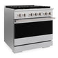 ZLINE Marino 36-Inch 5.2 cu. ft. Dual Fuel Range, 6 Brass Burner DuoPro™ Cooktop, Convection Oven, Satin Stainless Steel, PMDRS-36