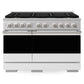 ZLINE 48 in. 6.7 cu. ft. Marino Dual Fuel Range with 8 Burner DuoPro™ Cooktop and Dual Ovens in Satin Stainless Steel with White Matte Doors, PMDRS-WM-48 - Front View