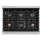 ZLINE Autograph 36 in. 5.2 cu. ft. Marino Dual Fuel Range with 6 Burner DuoPro™ Cooktop and Electric Convection Oven in Satin Stainless Steel and Champagne Bronze Accents, PMDRSZ-36-CB - Top-Down View