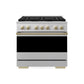 ZLINE Marino Autograph Edition 36-Inch 5.2 cu. ft. Dual Fuel Range, 6 Brass Burners, Convection Oven, Satin Stainless Steel with Champagne Bronze Accents, MDRSZ-36-CB