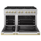 ZLINE Marino Autograph Edition 48-Inch 6.7 cu. ft. Dual Fuel Range, 8 Brass Burners, Double Oven, Convection Oven, Reversible Griddle, Satin Stainless Steel with Champagne Bronze Accents, MDRSZ-48-CB