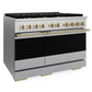 ZLINE Marino Autograph Edition 48-Inch 6.7 cu. ft. Dual Fuel Range, 8 Brass Burners, Double Oven, Convection Oven, Reversible Griddle, Satin Stainless Steel with Champagne Bronze Accents, MDRSZ-48-CB
