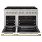 ZLINE Marino Autograph Edition 48-Inch 6.7 cu. ft. Dual Fuel Range, 8 Brass Burners, Double Oven, Convection Oven, Reversible Griddle, Satin Stainless Steel with White Matte Door and Champagne Bronze Accents, MDRSZ-WM-48-CB