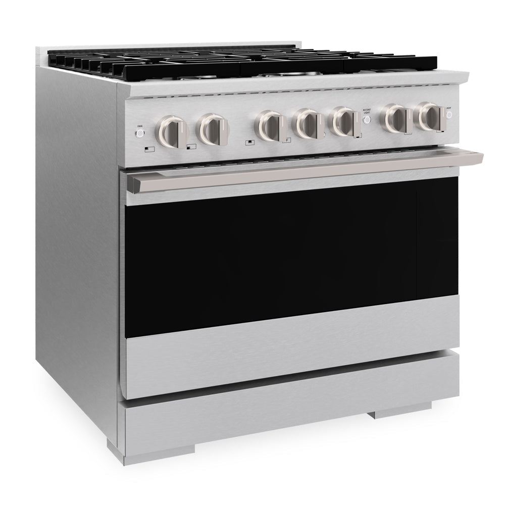 ZLINE Marino 36-Inch 5.2 cu. ft. Gas Range, 6 Burners, Convection Oven, Satin Stainless Steel, MGRS-36