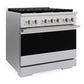 ZLINE Marino 36-Inch 5.2 cu. ft. Gas Range, 6 Burners, Convection Oven, Satin Stainless Steel, MGRS-36
