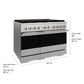ZLINE Marino 48-Inch 6.7 cu. ft. Gas Range, 8 Burners, Double Oven, Convection Oven, Reversible Griddle, Satin Stainless Steel, MGRS-48