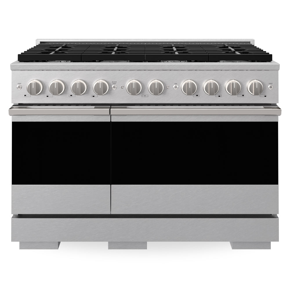 ZLINE Marino 48-Inch 6.7 cu. ft. Gas Range, 8 Burners, Double Oven, Convection Oven, Reversible Griddle, Satin Stainless Steel, MGRS-48