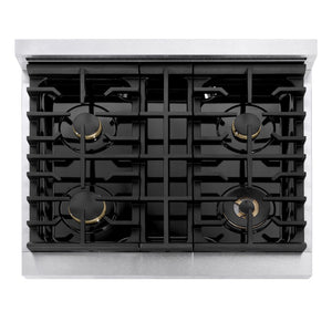 ZLINE Marino 30-Inch 4.2 cu. ft. Gas Range, 4 Brass Burners, Convection Oven, Satin Stainless Steel, MGRS-BR-30