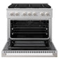ZLINE Marino 36-Inch 5.2 cu. ft. Gas Range, 6 Brass Burners, Convection Oven, Satin Stainless Steel, MGRS-BR-36
