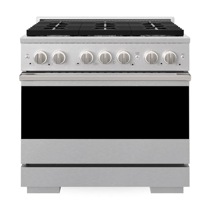 ZLINE Marino 36-Inch 5.2 cu. ft. Gas Range, 6 Brass Burners, Convection Oven, Satin Stainless Steel, MGRS-BR-36