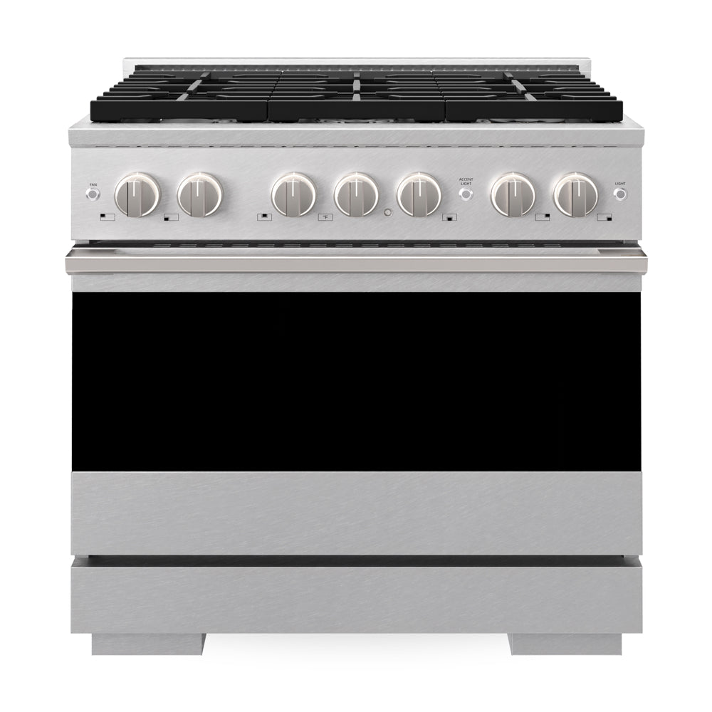 ZLINE Marino 36-Inch 5.2 cu. ft. Gas Range, 6 Brass Burners, Convection Oven, Satin Stainless Steel, MGRS-BR-36