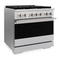 ZLINE Marino 36-Inch 5.2 cu. ft. Gas Range, 6 Brass Burners, Convection Oven, Satin Stainless Steel, MGRS-BR-36