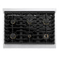 ZLINE Marino 36-Inch 5.2 cu. ft. Gas Range, 6 Brass Burners, Convection Oven, Satin Stainless Steel, MGRS-BR-36