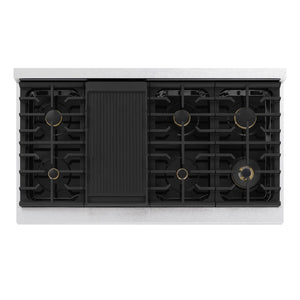 ZLINE Marino 48-Inch 6.7 cu. ft. Gas Range, 8 Brass Burners, Double Oven, Convection Oven, Reversible Griddle, Satin Stainless Steel, MGRS-BR-48