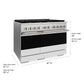 ZLINE Marino 48-Inch 6.7 cu. ft. Gas Range, 8 Burners, Double Oven, Convection Oven, Reversible Griddle, Satin Stainless Steel with White Matte Door, MGRS-WM-48