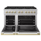 ZLINE Marino Autograph Edition 48-Inch 6.7 cu. ft. Gas Range, 8 Brass Burners, Double Oven, Convection Oven, Reversible Griddle, Satin Stainless Steel with Champagne Bronze Accents, MGRSZ-48-CB