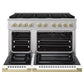 ZLINE Marino Autograph Edition 48-Inch 6.7 cu. ft. Gas Range, 8 Brass Burners, Double Oven, Convection Oven, Reversible Griddle, Satin Stainless Steel with White Matte Door and Champagne Bronze Accents, MGRSZ-WM-48-CB