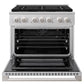 ZLINE Marino 36-Inch 5.2 cu. ft. Gas Range, 6 Brass Burner DuoPro™ Cooktop, Convection Oven, Satin Stainless Steel, PMGRS-36