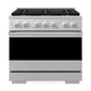 ZLINE Marino 36-Inch 5.2 cu. ft. Gas Range, 6 Brass Burner DuoPro™ Cooktop, Convection Oven, Satin Stainless Steel, PMGRS-36