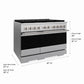 ZLINE Marino 48-Inch 6.7 cu. ft. Gas Range, 8 Brass Burner DuoPro™ Cooktop, Double Oven, Convection Oven, Reversible Griddle, Satin Stainless Steel, PMGRS-48