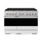 ZLINE Marino 48-Inch 6.7 cu. ft. Gas Range, 8 Burners, Double Oven, Convection Oven, Reversible Griddle, Satin Stainless Steel with White Matte Door, MGRS-WM-48