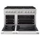 ZLINE Marino 48-Inch 6.7 cu. ft. Gas Range, 8 Burners, Double Oven, Convection Oven, Reversible Griddle, Satin Stainless Steel with White Matte Door, MGRS-WM-48