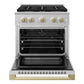 ZLINE Marino Autograph Edition 30-Inch 4.2 cu. ft. Dual Fuel Range, 4 Brass Burners, Convection Oven, Stainless Steel with Champagne Bronze Accents, MDRZ-30-CB