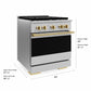 ZLINE Marino Autograph Edition 30-Inch 4.2 cu. ft. Dual Fuel Range, 4 Brass Burners, Convection Oven, Stainless Steel with Polished Gold Accents, MDRZ-30-G