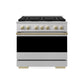ZLINE Marino Autograph Edition 36-Inch 5.2 cu. ft. Dual Fuel Range, 6 Brass Burners, Convection Oven, Stainless Steel with Champagne Bronze Accents, MDRZ-36-CB
