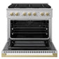 ZLINE Marino Autograph Edition 36-Inch 5.2 cu. ft. Dual Fuel Range, 6 Brass Burners, Convection Oven, Stainless Steel with Champagne Bronze Accents, MDRZ-36-CB