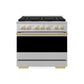 ZLINE Marino Autograph Edition 36-Inch 5.2 cu. ft. Dual Fuel Range, 6 Brass Burners, Convection Oven, Stainless Steel with Polished Gold Accents, MDRZ-36-G